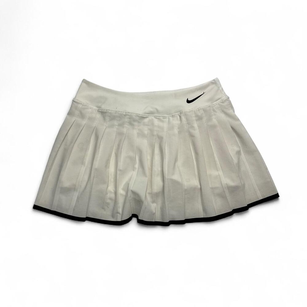 Nike Y2K Low Rise Pleated Activewear Mini White Skirt Built In Shirt logo Size M